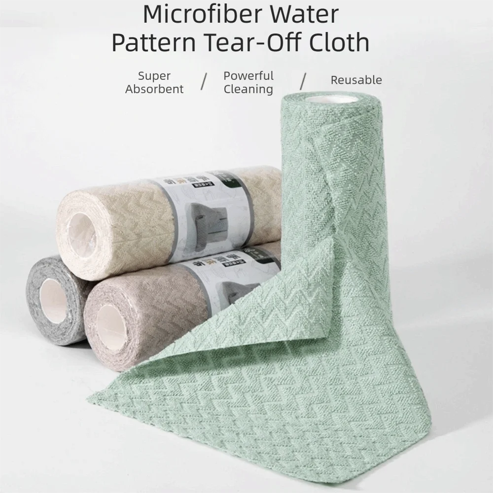 20Pcs/Roll Reusable Microfiber Cleaning Wipes Wet and Dry Oil-removing Kitchen Cleaning Towels Absorbent Cleaning Rag