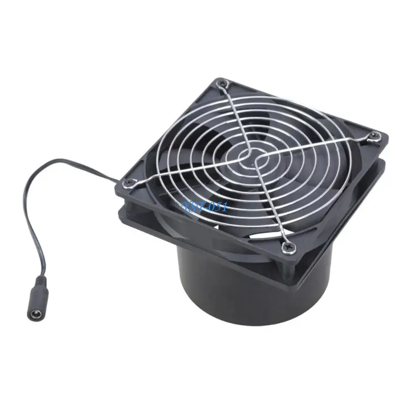 

E15A 12cm 12V Extractor Fan Low Noise Inline Duct Hydroponic Air Blower Exhaust Fan for Home Bathroom Grow Room Ventilation