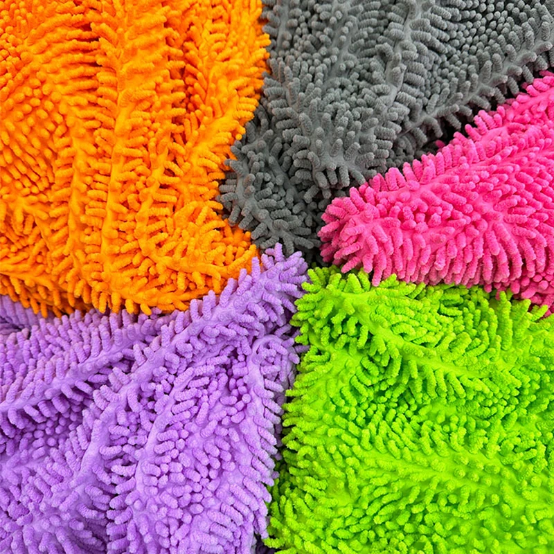 Guante de terciopelo Coral de chenilla de colores para lavado de coches, manopla gruesa de microfibra suave antiarañazos, 1 unidad