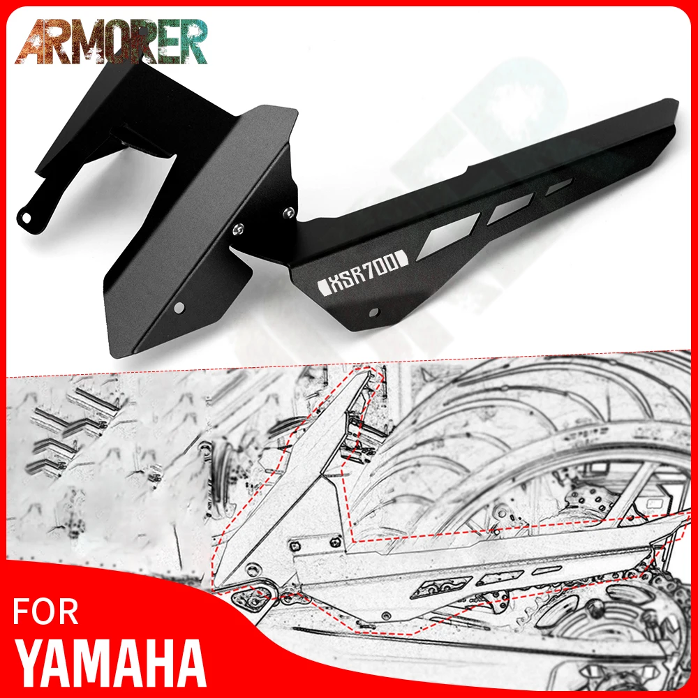 

Motorcycle Fender Mudguard with Chain Guard Cover Protector Accessories For YAMAHA XSR 700 XSR700 XTribute 2018 - 2020 2021 2022