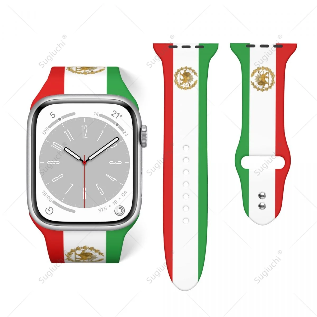 Irán Persia emblema León sol 1423-1907 correa 3D para Apple Watch Band Ultra 2 correa de silicona para Iwatch Series 9 8 7 6 SE 5 4