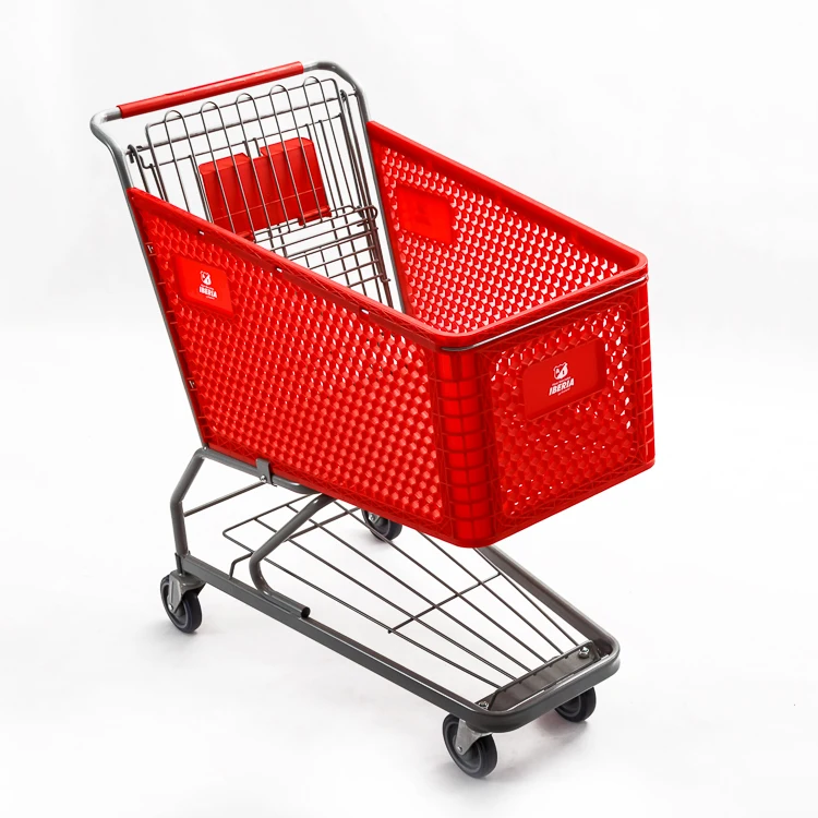 

High-quality Plastic Supermarket Shopping Trolley Shopping Cart Hand Push Trolley Used Store