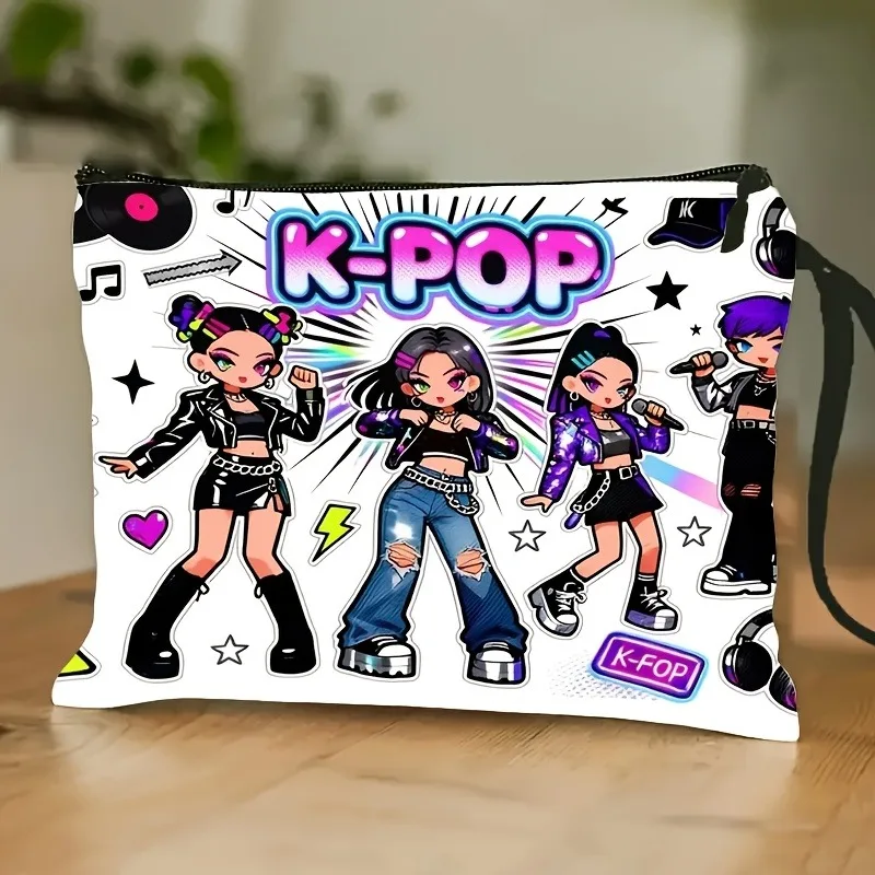 Colorful Cosmetic Storage Bag Featuring a Zipper And Wrist Strap, Collapsible Toiletry Case for Travel, Charming Design, Easy to