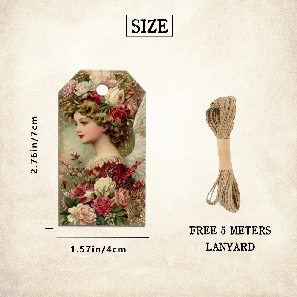 40pcs, Gift Tags, Luxury Nutcracker Floral Xmas, Hanging Paper Labels for Gift Wrapping, Holiday Party Decor with String