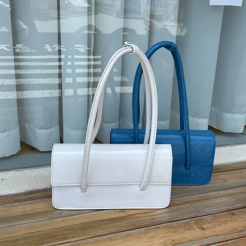 Moda damska mała torba na ramię Retro Design damska kopertówka torebki jednokolorowe PU skórzane damskie torby pod pachami