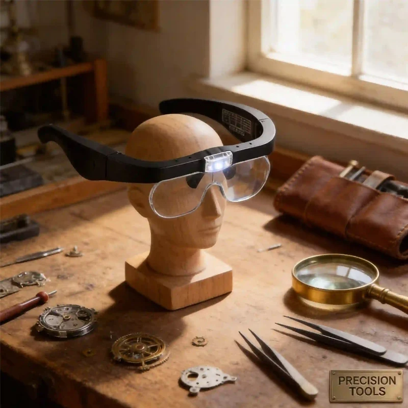 Head-mounted Magnifying Glasses With 2 LED Light For Reading Watchmaker Repair USB Rechargeable Magnifier 1.5X 2.5X 3.5X 5.0X