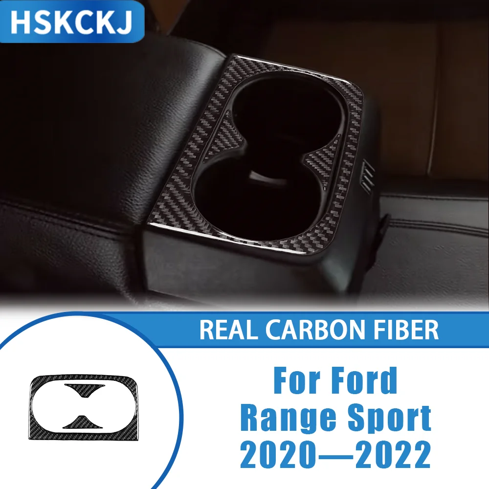 

Car Accessories Carbon Fiber Interior Rear Console Cup Holder Panel Cover Trim Modified Sticker For Ford Range Sport 2020—2022