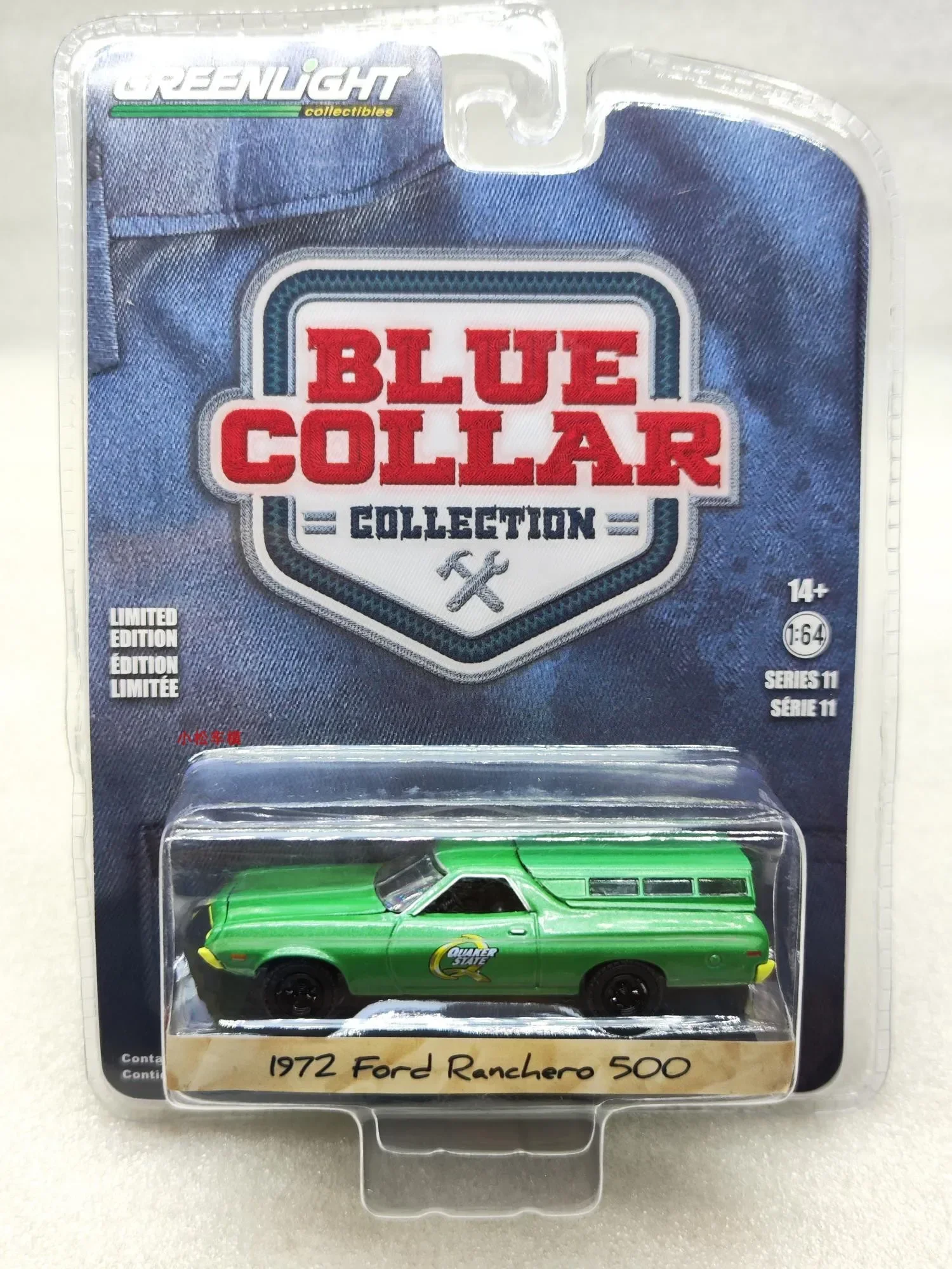 1: 64 Blue Collar Series 11-1972 Ford Ranchero 500- Quaker State Collection of car models