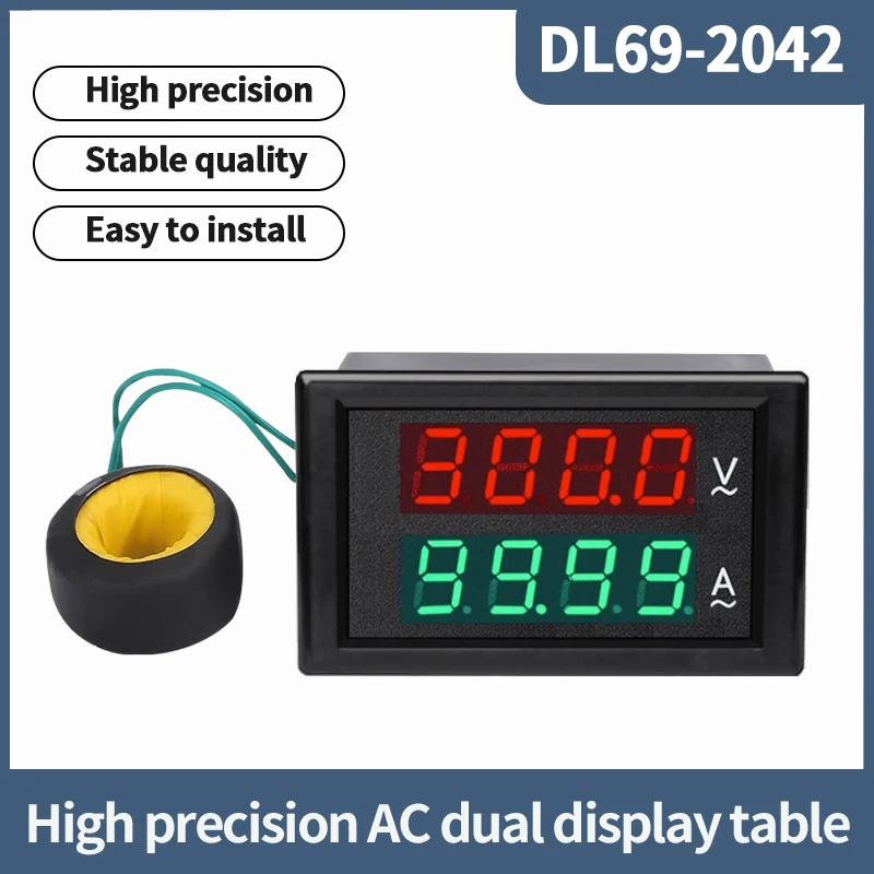 

DL69-2042 High Precision AC Double Display LED Digital Voltage and Current Meter Digital Display Meter Head AC220V380V