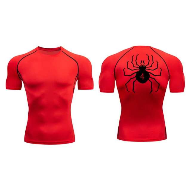 Y2K Compression Tshirt Quick Dry Running Gym Fitness Tight Sportswear Summer Breathable Spider Short Sleeve