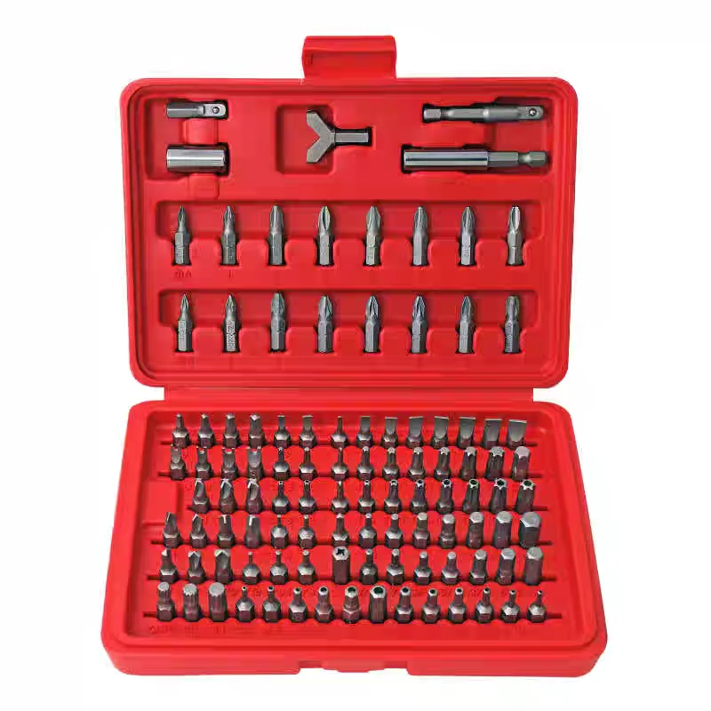 10025 Security Bit Set 105-Piece Set Cr-V Steel 1/4-inch Adapters Phillips Slotted Hex Torx Star Tamperproof Pozi Square Spanner