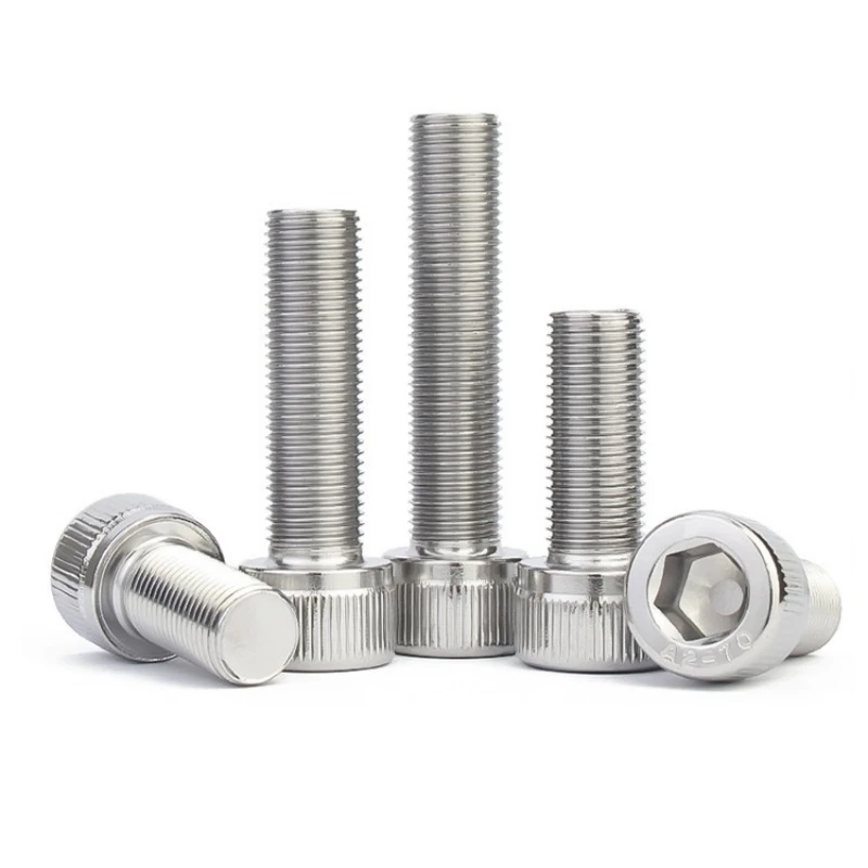 1~10pcs M6 M8 M10M12 Fine Thread Hex Hexagon Socket Head Cap Screws 304 A2 Stainless Steel Allen Bolts Pitch 0.75/1.0/1.25/1.5mm