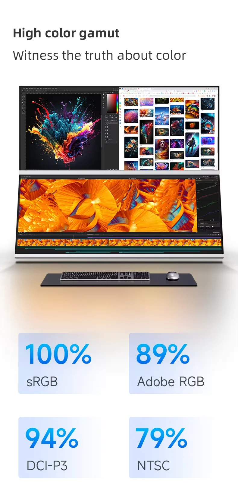 شاشة كمبيوتر 34 بوصة 3440*1440 Quasi 4K 165 هرتز على شكل سمكة 21:9 شاشة كمبيوتر رياضية إلكترونية للألعاب مصنوعة من سبائك الألومنيوم والمواد المعدنية