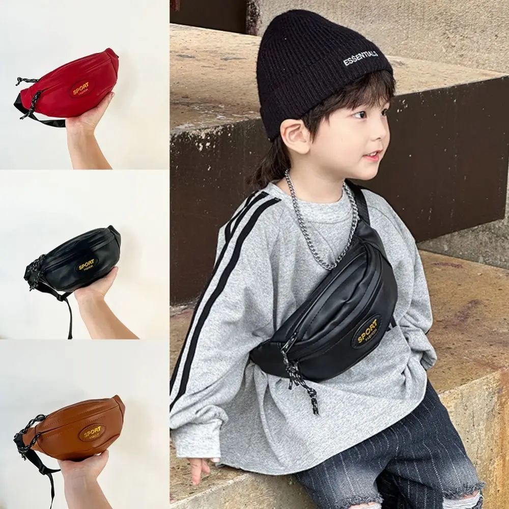 

Fashion Leather Children Bag Water Proof Large Capacity Crossbody Bag Zipper Sports Chest Bag Kids' Bags