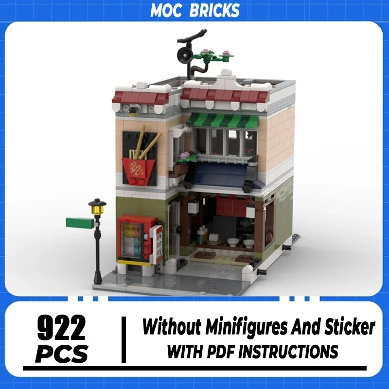 

Moc Building Block Noodle Shop Store Model Technology Brick DIY Assembly Modular City Street View Toy For