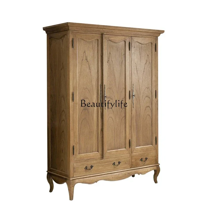 

pg45American solid wood wardrobe small apartment bedroom storage high-end villa locker