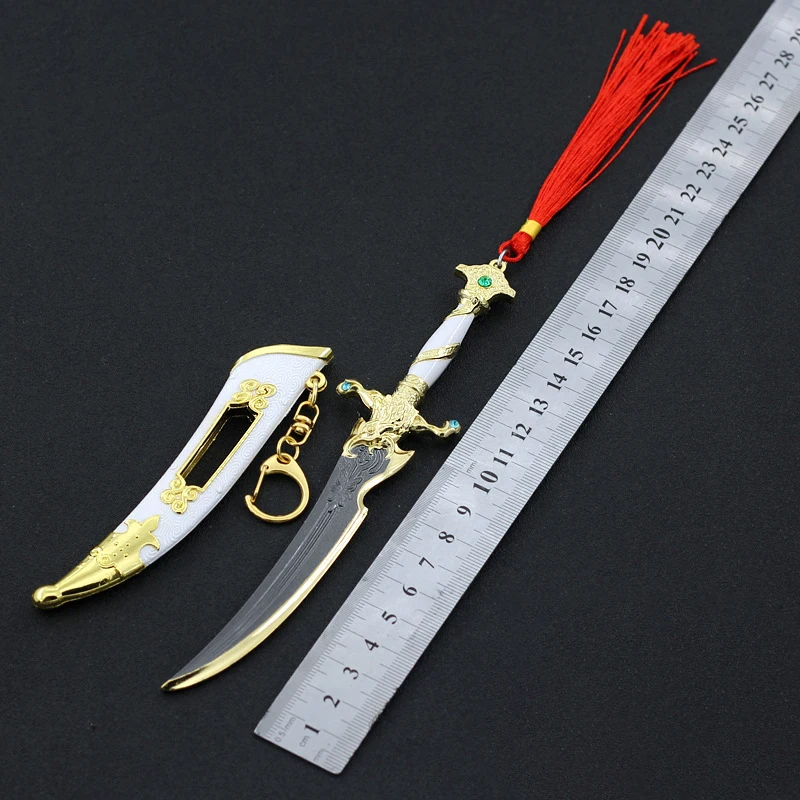 18CM/7,09 pulgadas Naraka Bladepoint juego periférico totalmente metálico Eagle-kiss daga espada artesanal con funda juguete espada modelo regalo