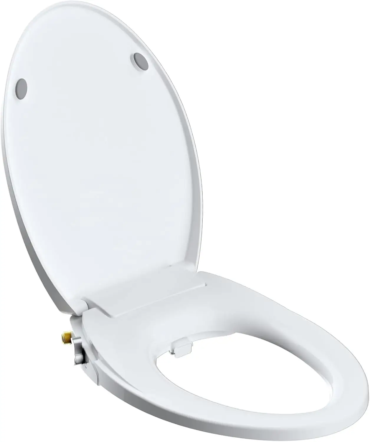 Round Bidet Toilet Seat with Slow Close, Non-Electric Bidet Attachment for Toilet with with Adjustable Self-Cleaning Nozzles