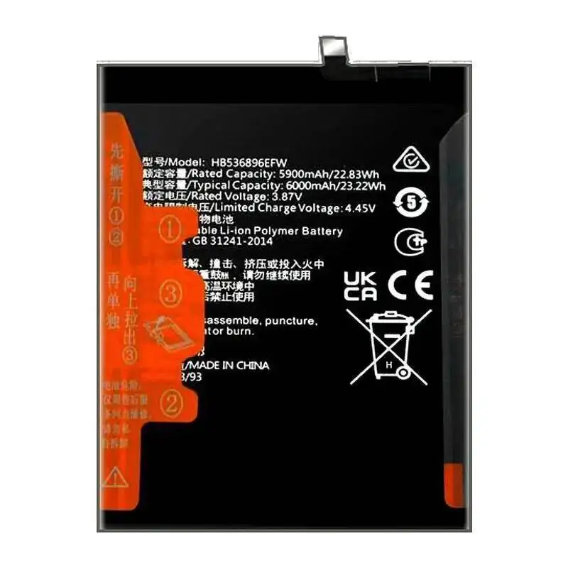 بطارية الهاتف المحمول HB536896EFW 6000Mah لهواوي نوفا Y70 الشرف اللعب 7T X20 SE 4G استمتع 50 60