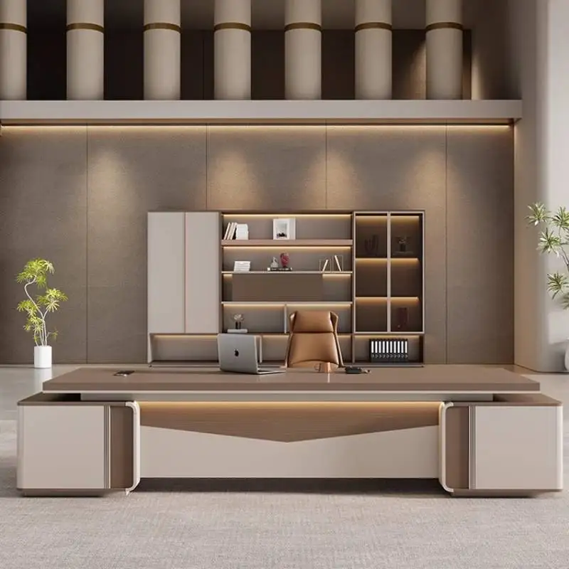 

Big Designer Executive Office Desk Strong Brown Large Modern Computer Desks Standing Drawers Mesas De Escritorio Furniture