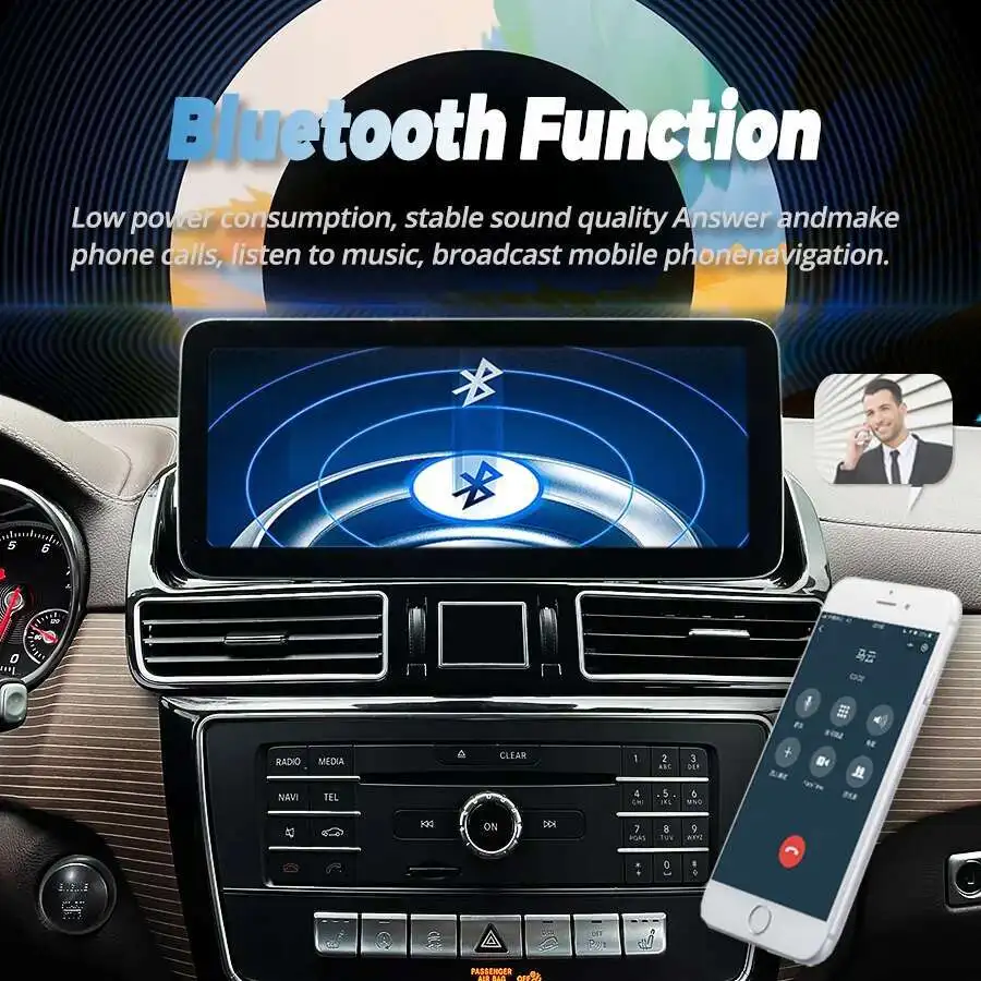 Car Multimedia Player 12.3Inch Touch screen For Mercedes Benz ML GL GLE GLS W166 X166 2012-2018 Android 13 Wireless CarPlay GPS