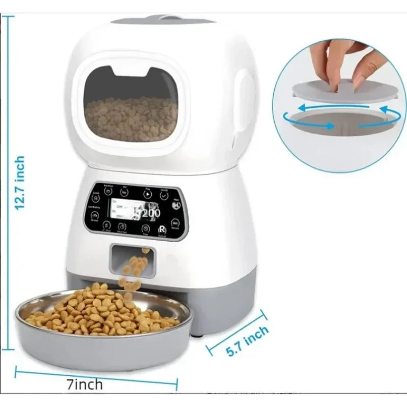 

3.5L Automatic Pet Feeder For Cats WiFi Smart Swirl Slow Dog Feeder With Voice Recorder Large Capacity Timing Cat Food Dispenser