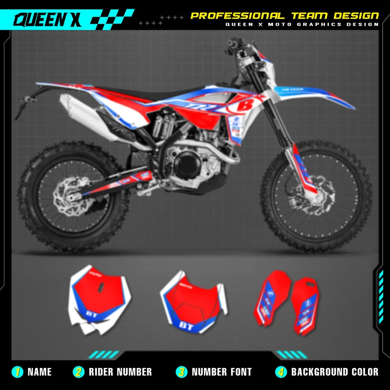 

QUEEN X MOTO Motorcycle Team Graphics Decal & Sticker Kit For BETA RR 2020 2021 2022 300R 350 390 430 480 RR-S RX 020