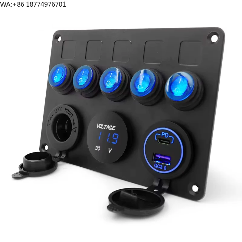 

Оригинальная морская водонепроницаемая панель управления с 5 переключателями 12В для катеров и автодомов, универсальная