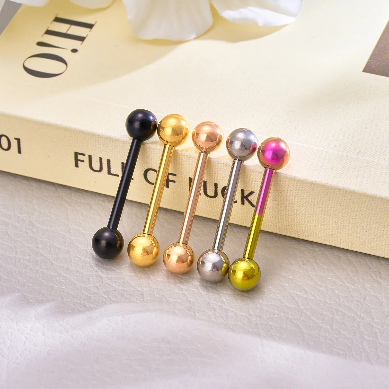 1/10 Stück Externer/Interner Gewinde-Piercing-Schmuck aus G23 Titan, 14G 16G, langer Industrial Barbell Ring, Zungenpiercing, sexy Barbell – Detail 17