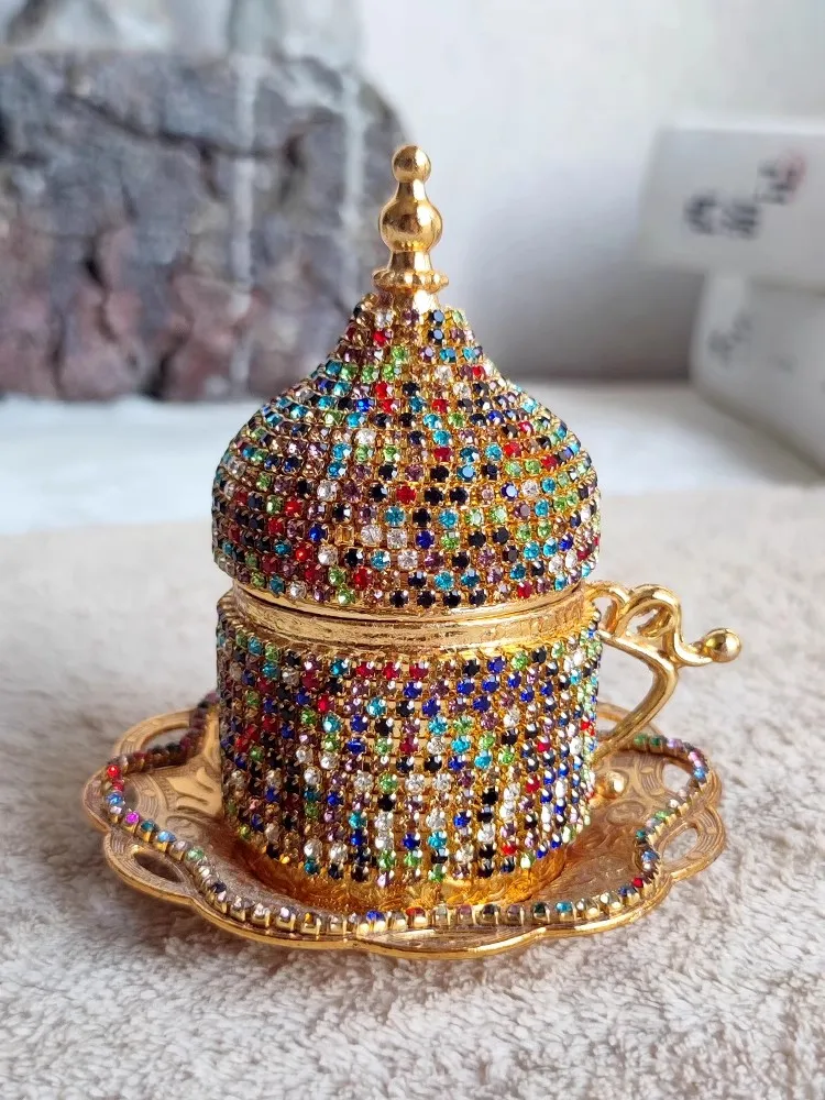 Coffee Cup Light Luxury Gold Set European Palace Style Handmade Italian Concentrate Cup with Dish