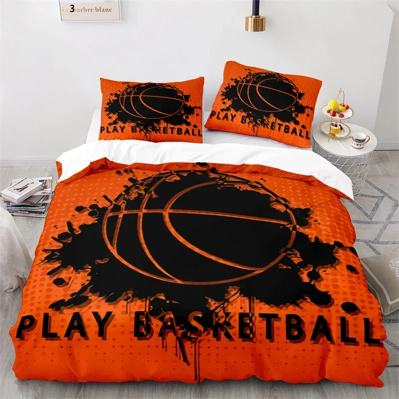 Boys Basketball Bedding Set Sports Theme 3D Ball Duvet Cover Full King For Teen Men Microfiber Competitive Game Comforter Cover