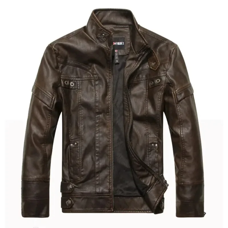 

Men's Fashionable Casual Motorcycle JacketMen's PU Jacket Standing Collar Short Bicycle Leather Jacket