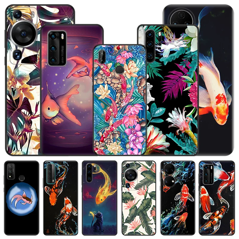 Phone Case For Motorola G200 One Fusion G30 G31 Huawei P20 P30 P40 P-Smart iphone6 Colorful Plants Goldfish Matte Soft Cover