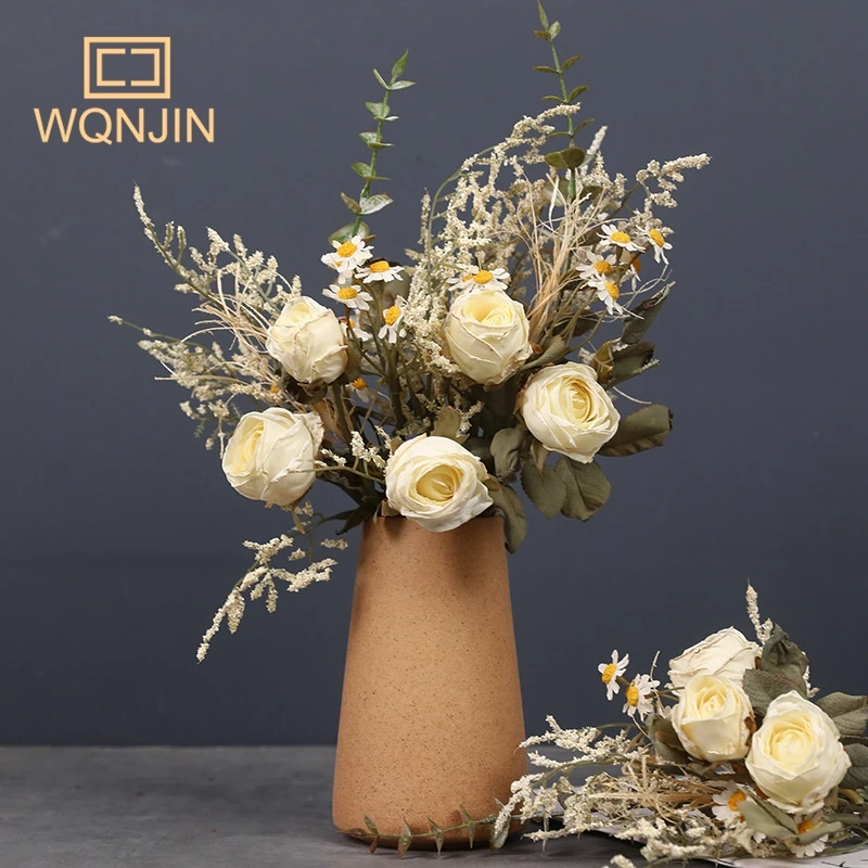European Retro Color System Burnt Edge Dry Burned Simulated Rose Bouquet Halloween Simulation Bouquet Home Coffee Shop Decor