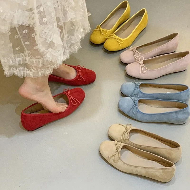 

2025 Spring Bowtie Ballet Shoes Fashion Shallow Slip on Women Flat Loafers Shoes Ladies Casual Outdoor Ballerina Shoe Mocasines