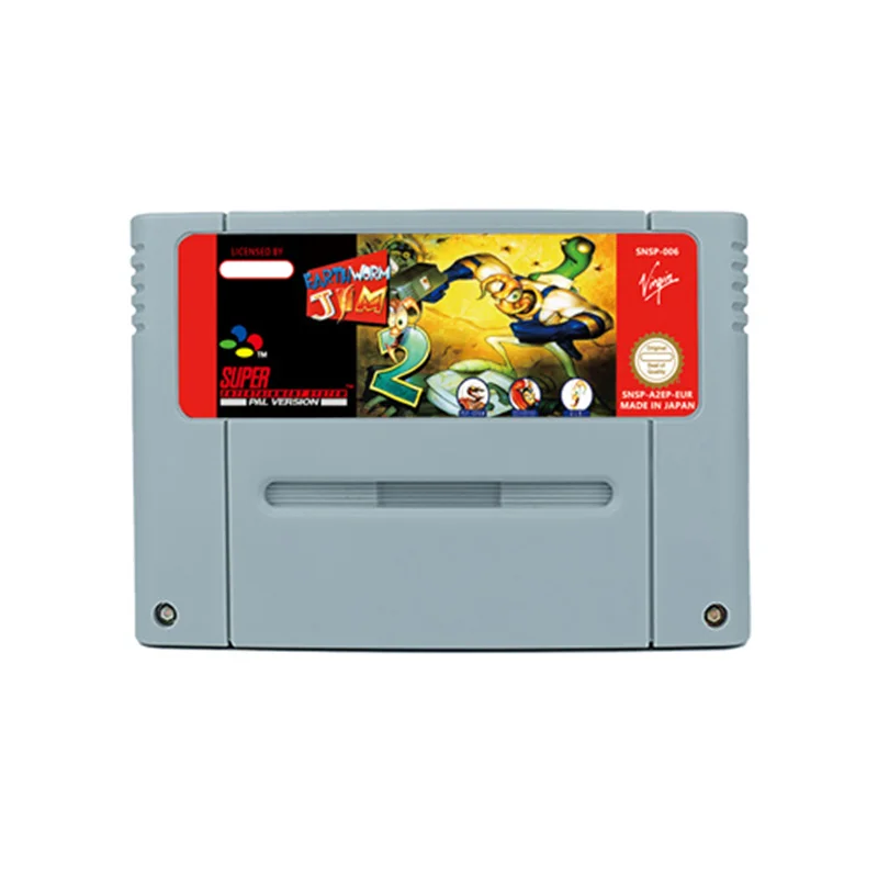 لعبة دودة الأرض جيم 1 أو دودة الأرض جيم 2 لـ SNES 16 BitRetro Cart هدية للأطفال