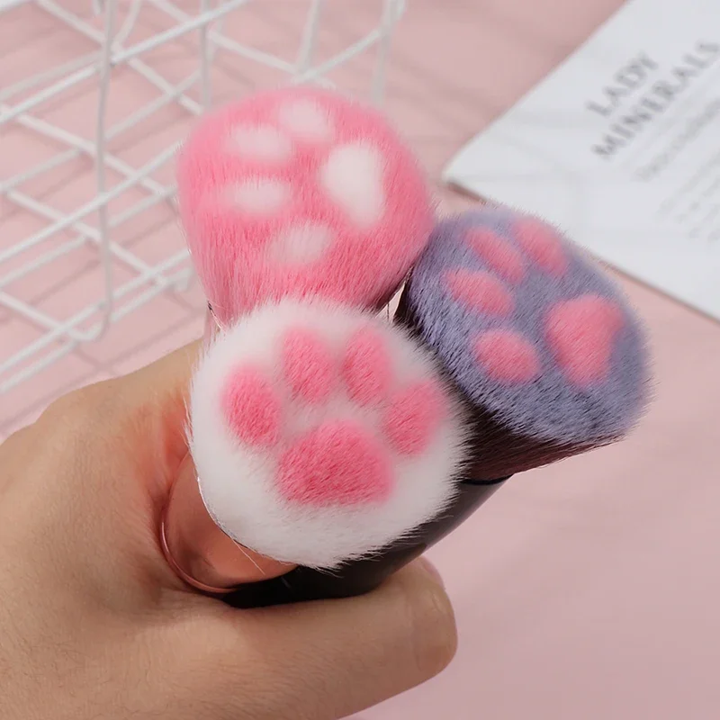 1Pc Cute Cat Claw Paw Women Makeup Soft Fibre Wooden Brush Loose Powder Blush Contour Face Make Up Foundation Repair Brush Tool