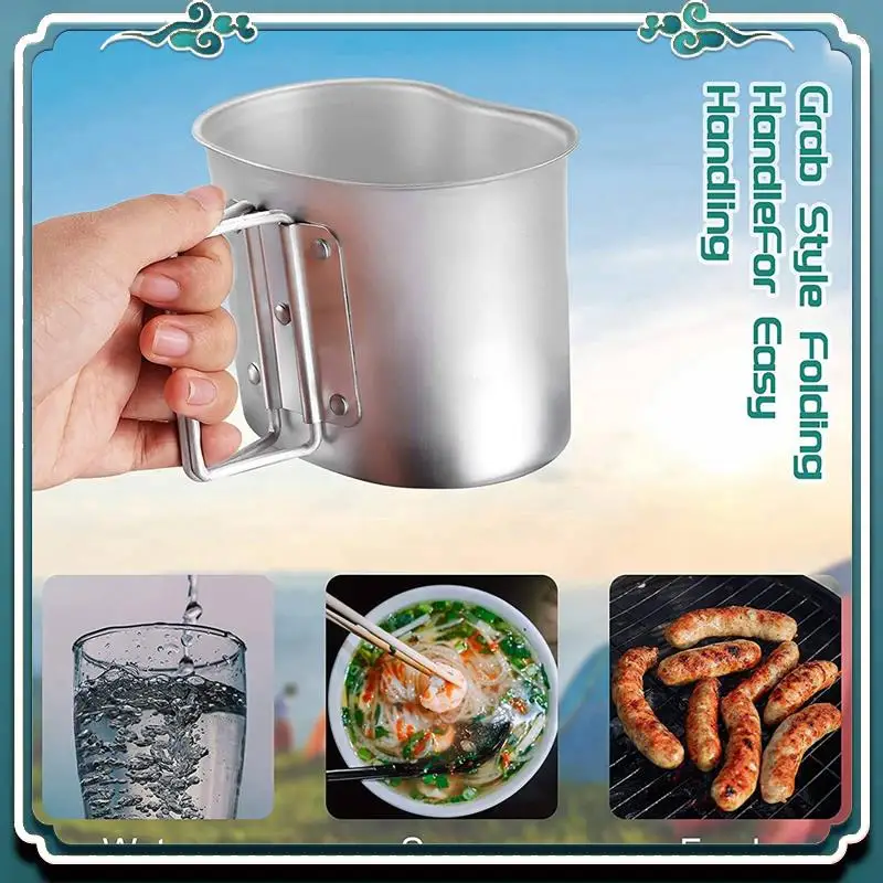 Reliable 2X Outdoor Canteen Cookware Set Canteen Cup Portable Water Bottle With Grab Handle Cup For Outdoor Camping Hiking