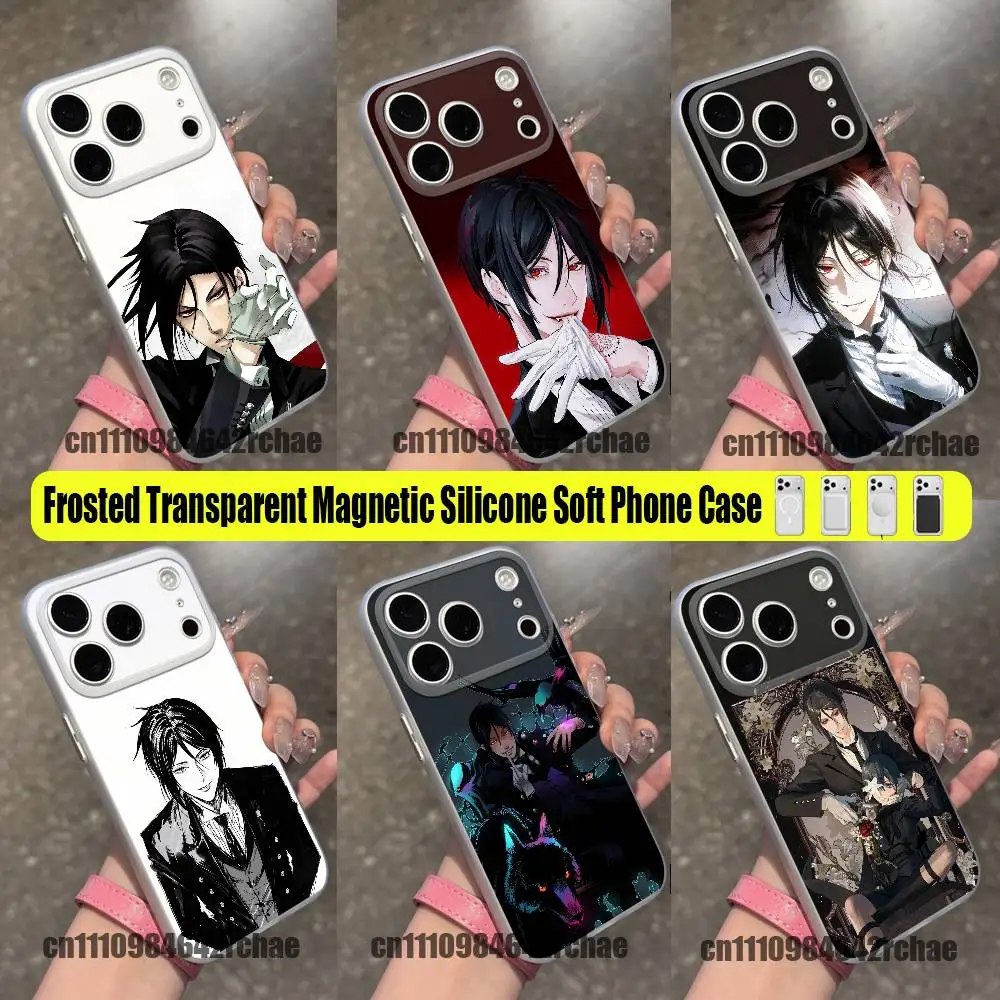 For Sebastian Michaelis Phone Case For iPhone 15 17 11 14 13 16 12 E Air Pro Max Mini Plus For Magsafe Magnetic Clear