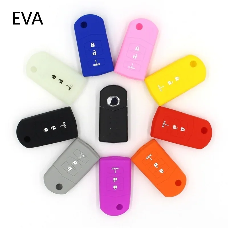 Silicone Car Key Cover Case for MAZDA 3 5 6 CX-5 CX-7 CX-9 Housing Miata MX-5 MPS SP23 3 Button Floding Key Skin Holder Shell