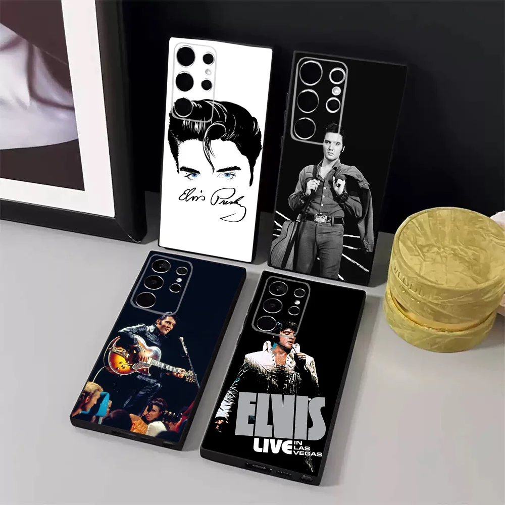 Super cool E-Elvis Presley Phone Case For Samsung S24,23,22,30,21,10,9,Ultra,Plus,Lite,FE,5G Black Soft Case