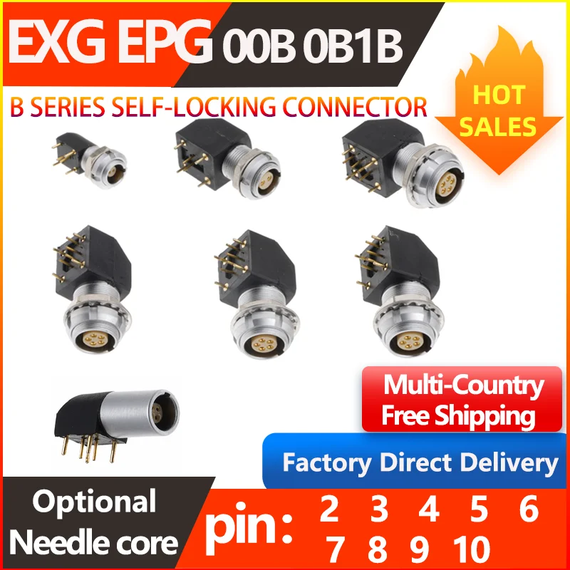 00B 0B 1B EXG EPG aviation fixed socket 2 3 4 5 6 7 8 9 10 pin angle, printed PCB board for information and audio transmission