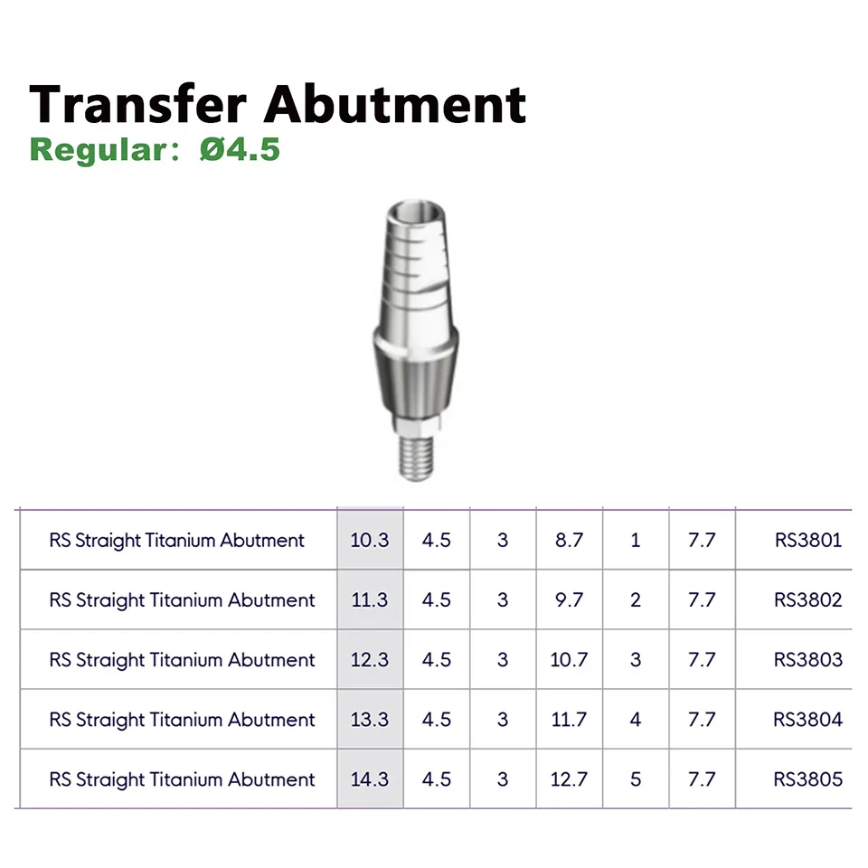 10Pcs/Set Compatible Adin Cemented Abutment Straight Grade 5 Titanium Dental Implant Lab Prosthetic Components Factory Supply
