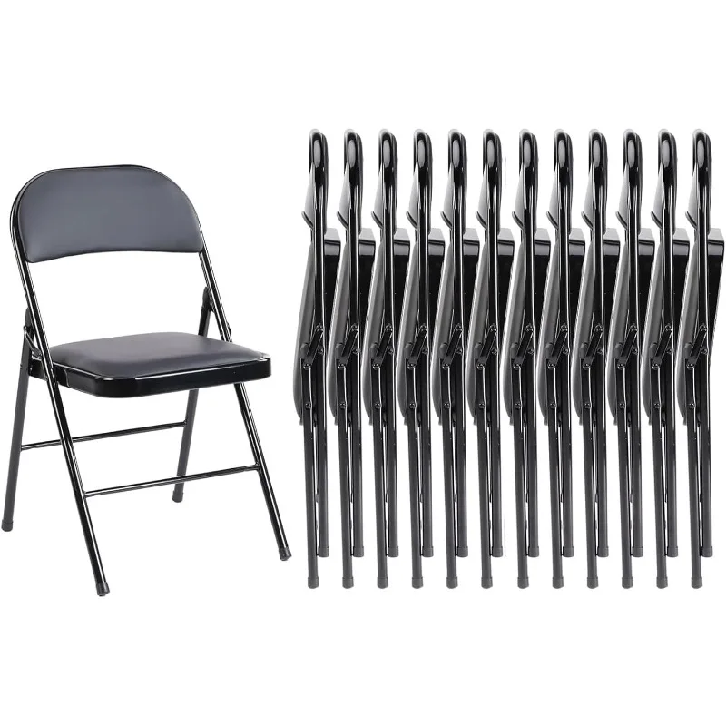 Folding Chair 12 Pack, Leather Padded Folding Chairs, Sturdy Metal Foldable Chairs, Easy To Use and Store, Outdoor and Indoor