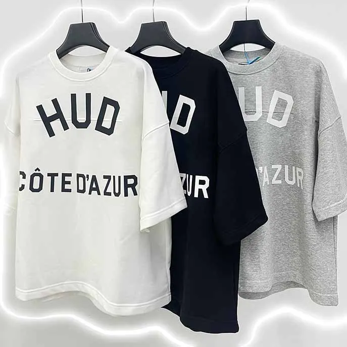 

2025 Best Version Big Logo Printed Women Men T shirts tees Hiphop Oversized Off-shoulder Men Casual Cotton T shirt