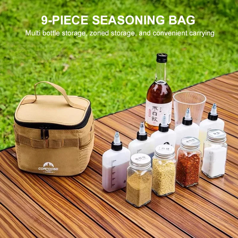 9pcs Seasoning Jar Camping Seasoning Bottle Set Storage Container Condiment Jars Organizer Camping Supplies for Picnic BBQ