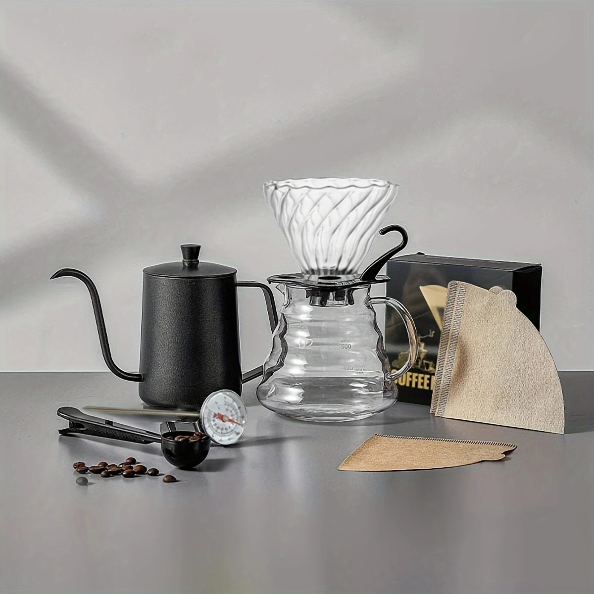 Outdoor combination portable commercial gift box, powder press, powder distributor, hand brewed coffee pot set