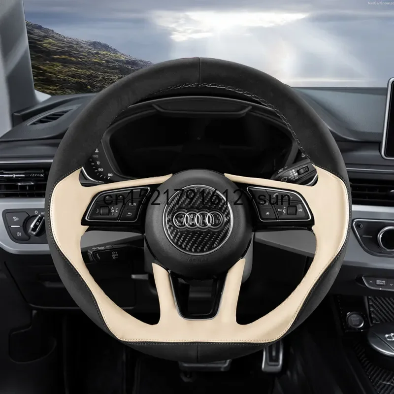 DIY Sew Customized Steering Wheel Cover For Audi A4L A3 A5 A6L A7 Q3 Q5L Q7 TT Q5 Car Accessories