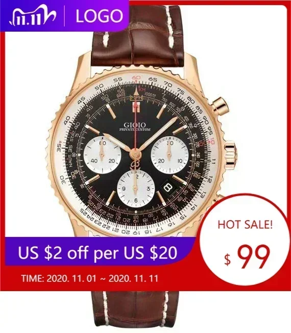 Top Quality Quartz Watch for Men Chronograph Watches Stainless Steel Silver Rose Gold Black Brown Leather Sapphire Glass