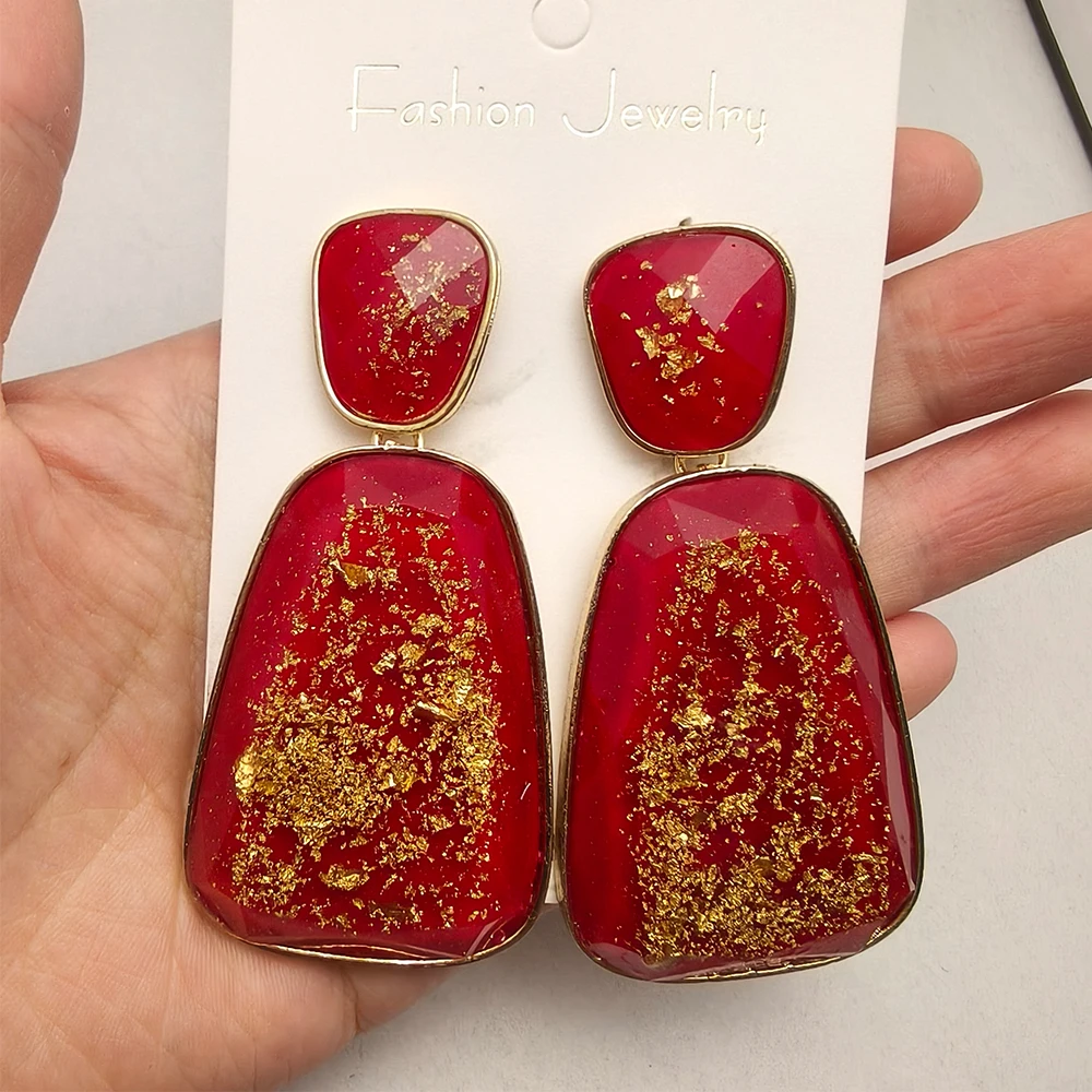 

Large Resin Dangle Earrings Women's Fashion Jewelry Accessories Elegant Clear Black Statement Earrings for Party Daily Wear